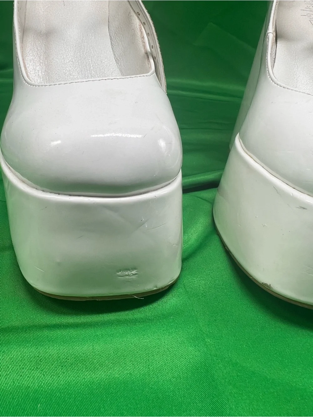 Nasty Gal White Platform Mary Jane Heels with secure ankle straps. Sz 6